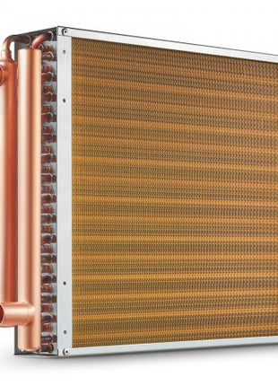 Heat Exchanger Water to Air, 16"x 16" with 3-Row 3/8" Copper Ports, 193 Aluminum Fins Heat Exchanger for Outdoor Wood Furnaces, Residential Heating and Cooling, and Forced Air Heating