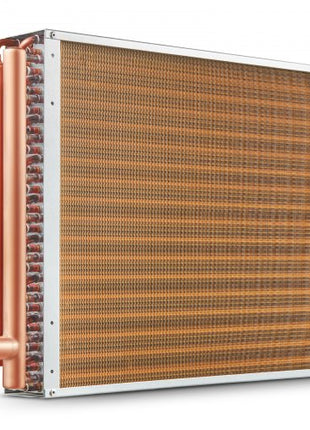 Heat Exchanger Water to Air, 18"x 20" with 3-Row 3/8" Copper Ports, 242 Aluminum Fins Heat Exchanger for Outdoor Wood Furnaces, Residential Heating and Cooling, and Forced Air Heating