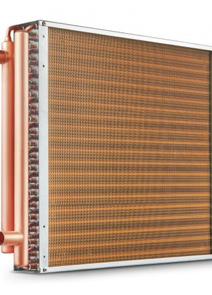 Heat Exchanger Water to Air, 20"x 20" with 3-Row 3/8" Copper Ports, 242 Aluminum Fins Heat Exchanger for Outdoor Wood Furnaces, Residential Heating and Cooling, and Forced Air Heating
