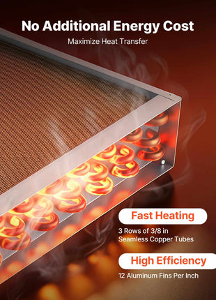 Water to Air Heat Exchanger, 22 x 22 in Finned Tube HVAC Heat Exchanger Coil with Copper Tubes & Aluminum Fins, 190K BTU Output for Outdoor Wood Furnace, Hydronic Heating & Cooling Systems