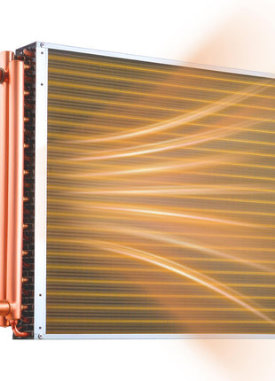 Water to Air Heat Exchanger, 22 x 22 in Finned Tube HVAC Heat Exchanger Coil with Copper Tubes & Aluminum Fins, 190K BTU Output for Outdoor Wood Furnace, Hydronic Heating & Cooling Systems