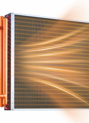 Water to Air Heat Exchanger, 24 x 24 in Finned Tube HVAC Heat Exchanger Coil with Copper Tubes & Aluminum Fins, 225K BTU Output for Outdoor Wood Furnace, Hydronic Heating & Cooling Systems