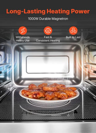 Countertop Microwave Oven, 0.9 Cu Ft, 1000W Digital Stainless Steel Microwave Oven with Touchscreen, 10 Cooking Presets, 5 Power Levels, Multi-Lock Door & Easy Clean Interior for Commercial Use