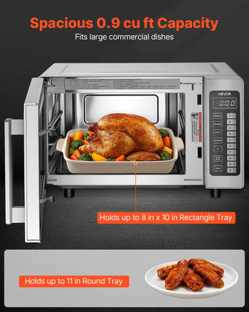 Countertop Microwave Oven, 0.9 Cu Ft, 1000W Digital Stainless Steel Microwave Oven with Touchscreen, 10 Cooking Presets, 5 Power Levels, Multi-Lock Door & Easy Clean Interior for Commercial Use