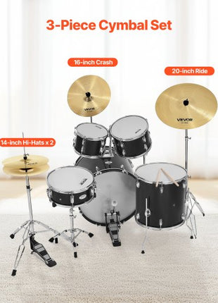 Cymbal Pack, 3 Pieces Cymbals for Drum Set, Alloy Cymbals Drum Set Includes 14-inch Hi-Hats, 16-inch Crash, 20-inch Ride, Drumsticks & Cymbal Bag, Alloy Cymbal Pack for Drummer, Bright Copper