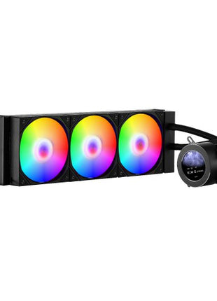 CPU Liquid Cooler, AIO CPU Water Cooler - 3 x 120mm PWN Fans & Pump, Customizable Black PC Liquid Cooler with 2.1'' LCD Display & ARGB light, for Intel 115X/1366/2011/1700/1200, AMD AM4/AM5
