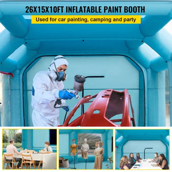 26x15x10ft Portable Inflatable Paint Booth,Inflatable Spray Booth, Car Paint Tent with Air Filter System & 2 Blowers, Upgraded Blow Up Spray Booth Tent, Auto Paint Workstation, Car Parking Gara