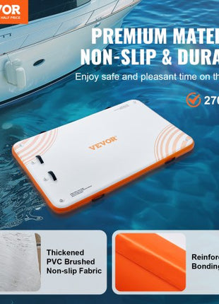 Inflatable Floating Dock, 8 x 5FT Inflatable Dock Platform, Non-Slip Water Floating Dock Mat with Portable Carrying Bag & Detachable Ladder, Floating Platform Island Raft for Pool Beach Ocean
