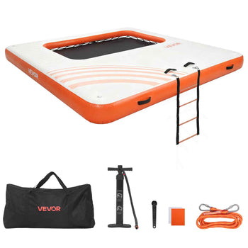 Inflatable Floating Dock, 10 x 10 FT Inflatable Dock Platform, Non-Slip Water Air Mat with Portable Carrying Bag and Detachable Ladder, Floating Water Platform Island Raft for Pool Beach Ocean
