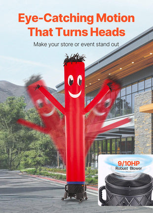 Inflatable Tube Man Set, 10 ft Tall, Wacky Waving Inflatable Dancing Tube Guy with 9/10 HP Blower, PP Shell IPX3 Waterproof Blower Fan, for Outdoor Advertising Business Store Party