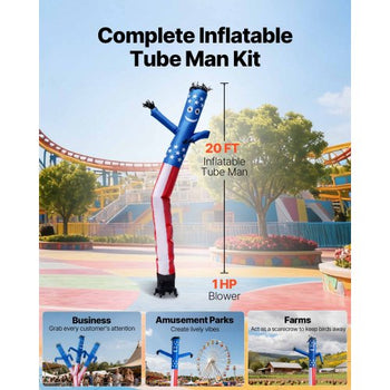 Inflatable Tube Man with Blower, 20 ft Tall, Wacky Waving Wind Flying Inflatable Dancing Tube Guy with 1 HP IPX3 Waterproof Blower Fan, for Outdoor Advertising Business Store Party Decoration