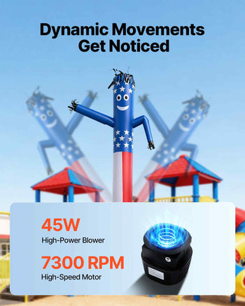 Inflatable Tube Man with Blower, 8 ft Tall, Wacky Waving Wind Flying Inflatable Dancing Tube Guy with 1/15 HP IPX3 Waterproof Blower Fan, for Outdoor Advertising Business Store Party Decoration