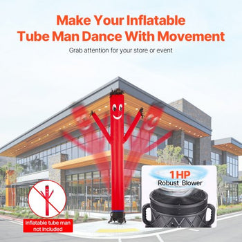 Inflatable Tube Man Blower, 1 HP, Blower Fan for Wacky Waving Inflatable Tube Guy, PP Shell, IPX3 Waterproof, Fits 18" Diameter Outdoor Inflatable Wind Flying Tube Man(No Inflatable)