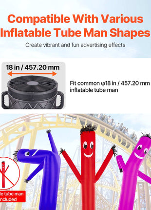 Inflatable Tube Man Blower, 1 HP, Blower Fan for Wacky Waving Inflatable Tube Guy, PP Shell, IPX3 Waterproof, Fits 18" Diameter Outdoor Inflatable Wind Flying Tube Man(No Inflatable)
