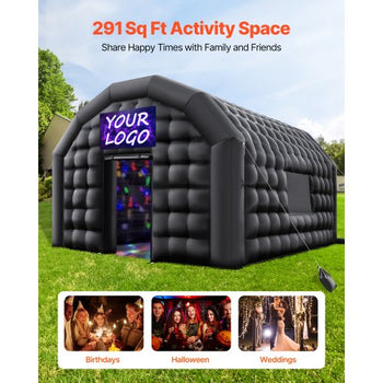 Inflatable Nightclub, 17.72 x 16.4 x 13.9 ft Inflatable Party Tent with 680W Blower & Sandbag, Ventilated Blow up Night Club with 2 Windows, Air Cube House for Event Birthday Wedding Party