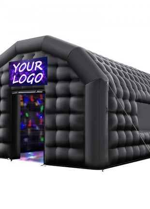 Inflatable Nightclub, 19.7 x 16.4 x 12 ft Inflatable Party Tent with 680W Blower & Sandbag, Ventilated Blow up Night Club with 2 Windows, Air Cube House for Event Birthday Wedding Party