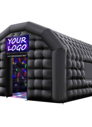 Inflatable Nightclub, 19.7 x 16.4 x 12 ft Inflatable Party Tent with 680W Blower & Sandbag, Ventilated Blow up Night Club with 2 Windows, Air Cube House for Event Birthday Wedding Party