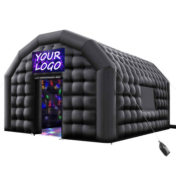 Inflatable Nightclub, 19.7 x 16.4 x 12 ft Inflatable Party Tent with 680W Blower & Sandbag, Ventilated Blow up Night Club with 2 Windows, Air Cube House for Event Birthday Wedding Party