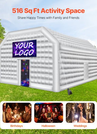 Inflatable Nightclub, 26.2 x 19.7 x 13.1 Ft, Blow up Party Tent with 1100W Blower, Large Inflatable Night Club Tent for Adults, Easy Setup Inflatable House Air Cube for Wedding Birthday White