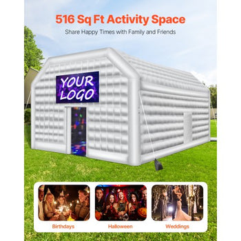 Inflatable Nightclub, 26.2 x 19.7 x 13.1 Ft, Blow up Party Tent with 1100W Blower, Large Inflatable Night Club Tent for Adults, Easy Setup Inflatable House Air Cube for Wedding Birthday White