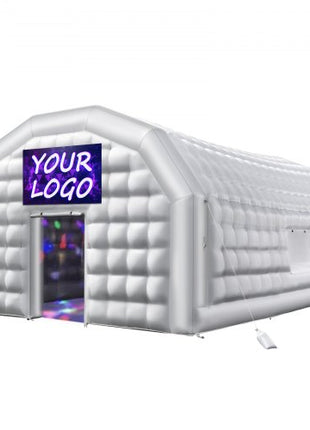 Inflatable Nightclub, 26.2 x 19.7 x 13.1 ft Inflatable Party Tent with 1100W Blower & Sandbag, Blow up Night Club with 2 Windows, Air Cube House for Event Birthday Wedding Party, White