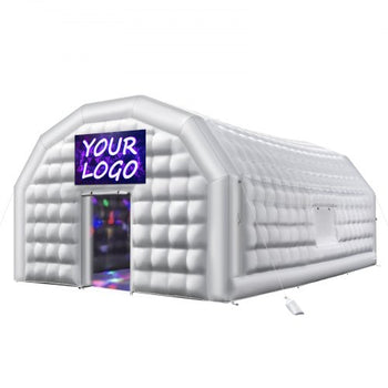 Inflatable Nightclub, 26.2 x 19.7 x 13.1 ft Inflatable Party Tent with 1100W Blower & Sandbag, Blow up Night Club with 2 Windows, Air Cube House for Event Birthday Wedding Party, White