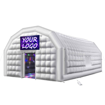 Inflatable Nightclub, 26.2 x 19.7 x 13.1 ft Inflatable Party Tent with 1100W Blower & Sandbag, Blow up Night Club with 2 Windows, Air Cube House for Event Birthday Wedding Party, White