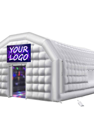 Inflatable Nightclub, 29.5 x 19.7 x 13.1 ft Inflatable Party Tent with 1100W Blower & Sandbag, Blow up Night Club with 2 Windows, Air Cube House for Event Birthday Wedding Party, White