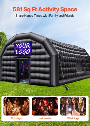 Inflatable Nightclub, 29.5 x 19.7 x 13.1 ft Inflatable Party Tent with 1100W Blower & Sandbag, Ventilated Blow up Night Club with 2 Windows, Air Cube House for Event Birthday Wedding Party