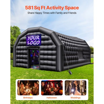 Inflatable Nightclub, 29.5 x 19.7 x 13.1 ft Inflatable Party Tent with 1100W Blower & Sandbag, Ventilated Blow up Night Club with 2 Windows, Air Cube House for Event Birthday Wedding Party