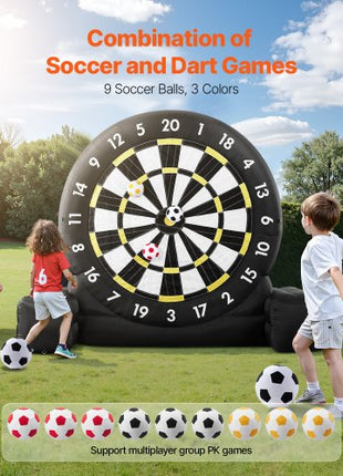 Inflatable Soccer Dart Board, over 8 ft High Giant Soccer Dart Board with 9 Kick Balls & Air Pump, 2-Minutes Setup & Storage Bag for Easy Carrying, for Giant Yard Games, Giant Kick Darts Game