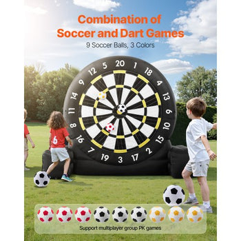 Inflatable Soccer Dart Board, over 8 ft High Giant Soccer Dart Board with 9 Kick Balls & Air Pump, 2-Minutes Setup & Storage Bag for Easy Carrying, for Giant Yard Games, Giant Kick Darts Game