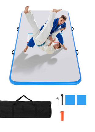 10x5 ft Wrestling Mat Inflatable, Martial Arts Thick Mat for Outdoor Indoor Home Gym Exercise, PVC Foldable Training Mats with 600W Air Pump, for Gymnastics Tatami Jiu Jitsu BJJ MMA Judo, Gray