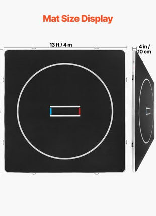 13x13 ft Wrestling Mat Inflatable, Martial Arts Thick Mat for Home Gym Exercise, PVC Foldable Training Mats with Circles and 600W Air Pump, for Gymnastics, Tatami, Jiu Jitsu BJJ MMA Judo, Black