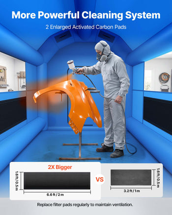 Inflatable Paint Booth, 13 x 10 x 9 ft, Portable Spray Booth with 750W Powerful Blower and Large Filter Cotton, Arched Roof Blow Up Painting Tent for Bike, Motorcycle, and Furniture, Blue