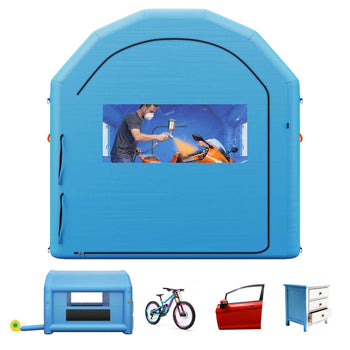 Inflatable Paint Booth, 13 x 10 x 9 ft, Portable Spray Booth with 750W Powerful Blower and Large Filter Cotton, Arched Roof Blow Up Painting Tent for Bike, Motorcycle, and Furniture, Blue