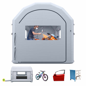 Inflatable Paint Booth, 13 x 10 x 9 ft, Portable Spray Booth with 750W Powerful Blower and Large Filter Cotton, Arched Roof Blow Up Painting Tent for Bike, Motorcycle, and Furniture, Gray