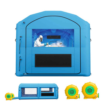 Inflatable Paint Booth, 20 x 10 x 8 ft, Portable Spray Booth with 480W+750W Blowers and Large Filter Cotton, Arched Roof Blow Up Painting Tent for ATV, Motorcycle, and Medium Furniture, Blue