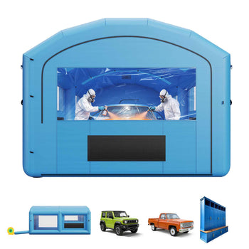 Inflatable Paint Booth, 21 x 13 x 10 ft, Portable Spray Booth with 1100W Powerful Blower and Large Filter Cotton, Arched Roof Blow Up Painting Tent for Mid-Size Pickup Truck, Large Furniture