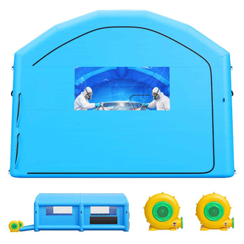 Inflatable Paint Booth, 23 x 13 x 9 ft, Portable Spray Booth with 480W+750W Blowers and Large Filter Cotton, Arched Roof Blow Up Painting Tent for Mid-Size Pickup Truck, Large Furniture, Blue