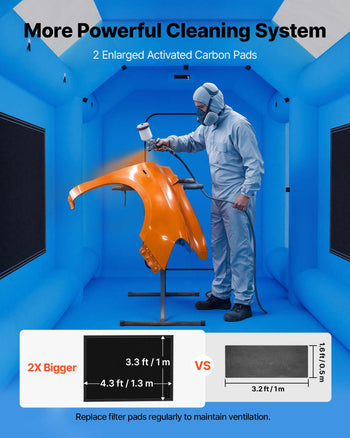 Inflatable Paint Booth, 13.1 x 8.2 x 8.2 ft, Portable Spray Booth with 750W Powerful Blower and Large Filter Cotton, Blow Up Painting Tent for Bike, Motorcycle, and Small Furniture, Blue