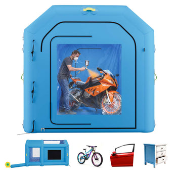 Inflatable Paint Booth, 13.1 x 8.2 x 8.2 ft, Portable Spray Booth with 750W Powerful Blower and Large Filter Cotton, Blow Up Painting Tent for Bike, Motorcycle, and Small Furniture, Blue