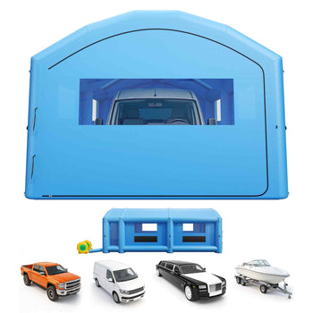 Inflatable Paint Booth, 33 x 20 x 13 ft, Portable Spray Booth with 950W+1100W Blowers, Large Filter Cotton, Changing Area, Arched Roof Painting Tent for Full-Size Pickup Truck, Small Speedboat