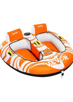 Towable Tubes for Boating 2 Person, Inflatable Boat Tubes and Towables with 2 Cockpits, 340lbs Water Sport Tubes for Boat to Pull - with 840D Full Nylon Cover, Padded Grab Handles & Safety Valve