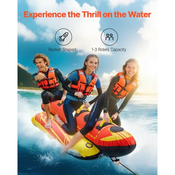 Towable Tubes for Boating, 1-3 Riders Inflatable Boat Tubes and Towables, 510lbs Capacity Hot Dog Water Sport Tube for Boat to Pull - with Full Nylon Cover, Padded Handles & Speed Safety Valve