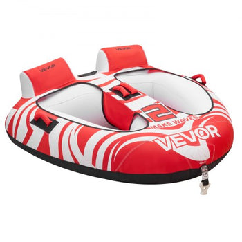 Towable Tubes for Boating, 2-Rider Inflatable Boat Tubes and Towables, 340 lbs Capacity Water Sport Tubes for Boat to Pull - with 2 Cockpits, Full Nylon Cover, Padded Grab Handles & Safety Valve