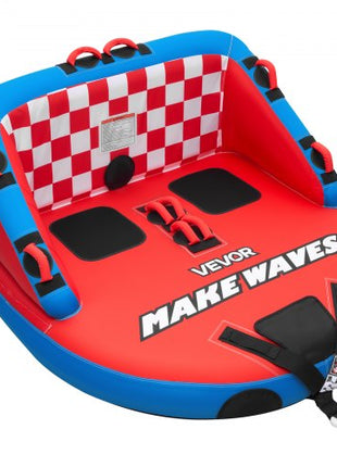 Towable Tubes for Boating, 2-Rider Inflatable Towable Tube for Boat to Pull, 340 lbs Capacity Water Sports Boating Tubes - with Full Nylon Cover, Dual Tow Points, Safety Valve & Padded Handles