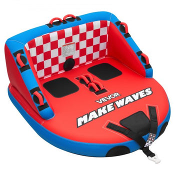 Towable Tubes for Boating, 2-Rider Inflatable Towable Tube for Boat to Pull, 340 lbs Capacity Water Sports Boating Tubes - with Full Nylon Cover, Dual Tow Points, Safety Valve & Padded Handles