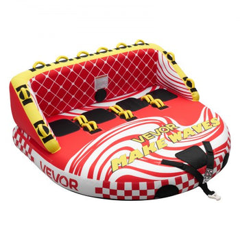 Towable Tubes for Boating, 4-Rider Inflatable Towable Tube for Boat to Pull, 680 lbs Capacity Water Sports Boating Tubes - with Full Nylon Cover, Dual Tow Points, Safety Valve & Padded Handles