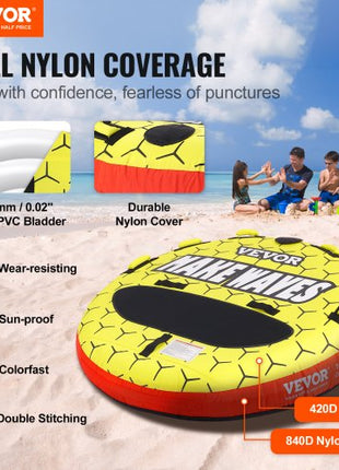 Towable Tube for Boating, 1-3 Riders Inflatable Boat Tubes and Towables, 510 lbs, 63" Round Water Sport Towable Tubes for Boats to Pull, Full Nylon Cover, EVA Grab Handles and Speed Safety Valve